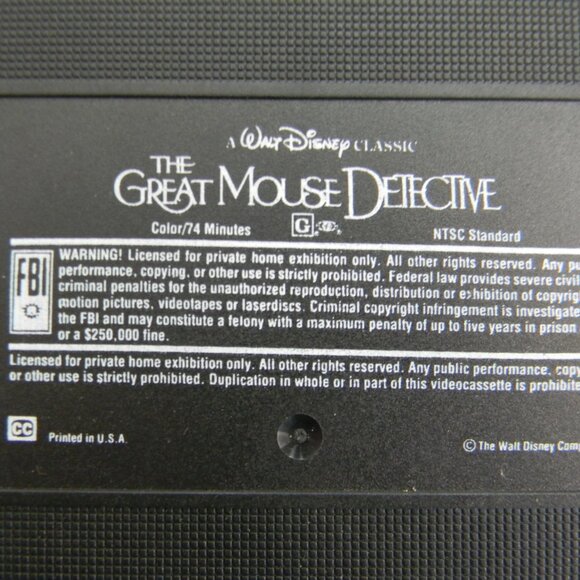 Vintage Disney The Great Mouse Detective Black Diamond Classic VHS Listing 2 - Picture 11 of 12